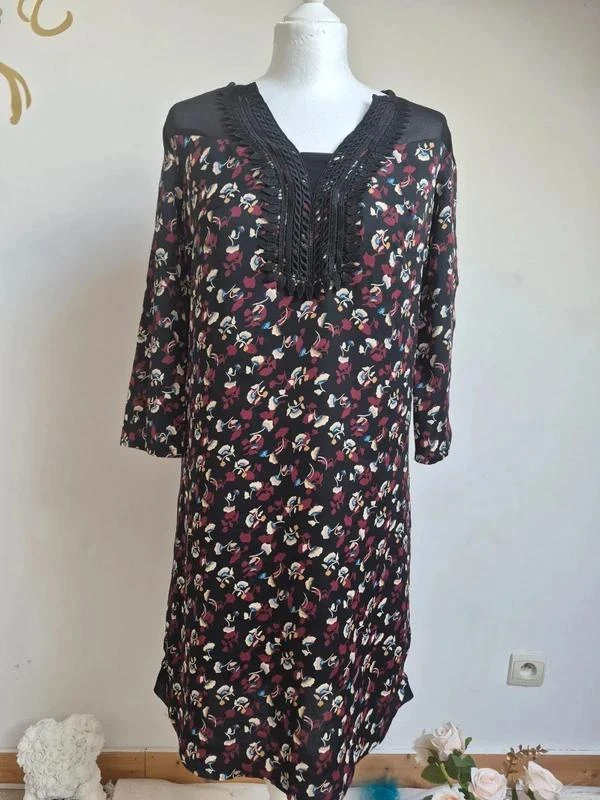 Formul Vestido vintage floral retro negro T36 – photo 4